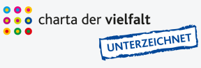 [Logo der CHARTA - Die Charta der Vielfalt setzt sich für Anerkennung, Wertschätzung, Einbeziehung und Respekt in der deutschen Unternehmenskultur ein.