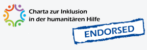 [Logo der CHARTA - Menschen mit Behinderungen sind in Krisensituationen besonders schutzbedürftig und werden bei der Planung von humanitären Nothilfeaktionen teils schlichtweg übersehen.